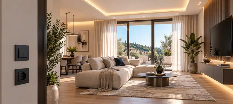Soggiorno moderno con illuminazione a LED (immagine illustrativa)