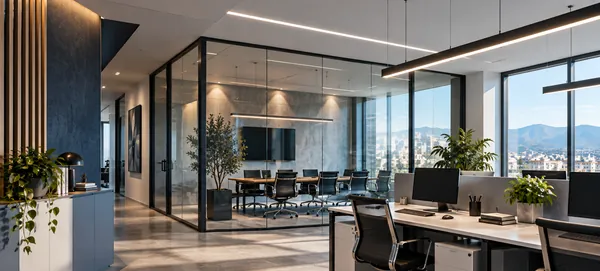 Ufficio open space con illuminazione LED (immagine illustrativa)